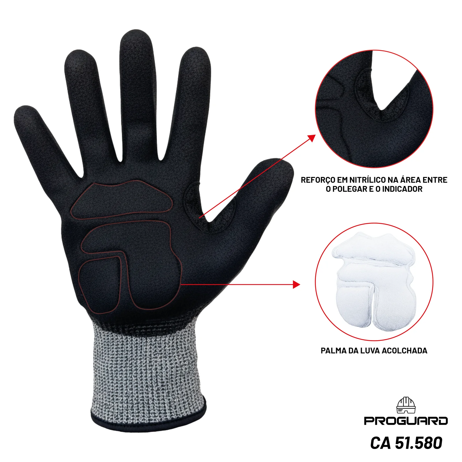 PROGUARD - Luva Anti-Impacto Ajuste Punho TURTLE - Vista Lateral